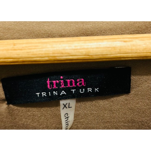 Trina Turk Women's XL Gold Sequin Striped Short Sleeve Shift Dress Party - Picture 2 of 3